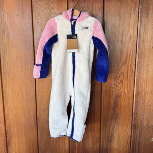 The North Face Baby Campshire Fleece One Piece Bear Ears Pink Blue White | NWT